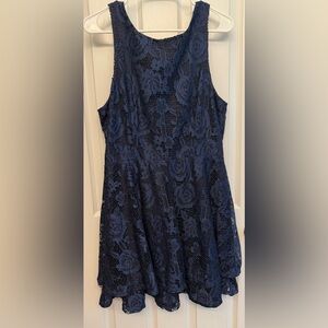 Elegant Navy Lace Dress